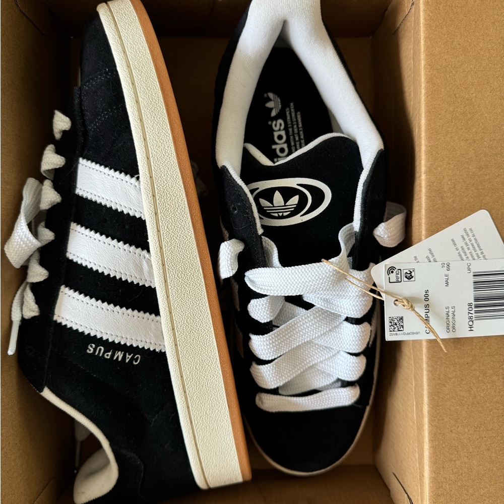 Adidas Black and White Classic Sneakers with Signature Stripes